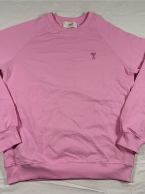 Ami Alexandre Mattiussi Pink Crewneck Sweatshirt with Heart Logo